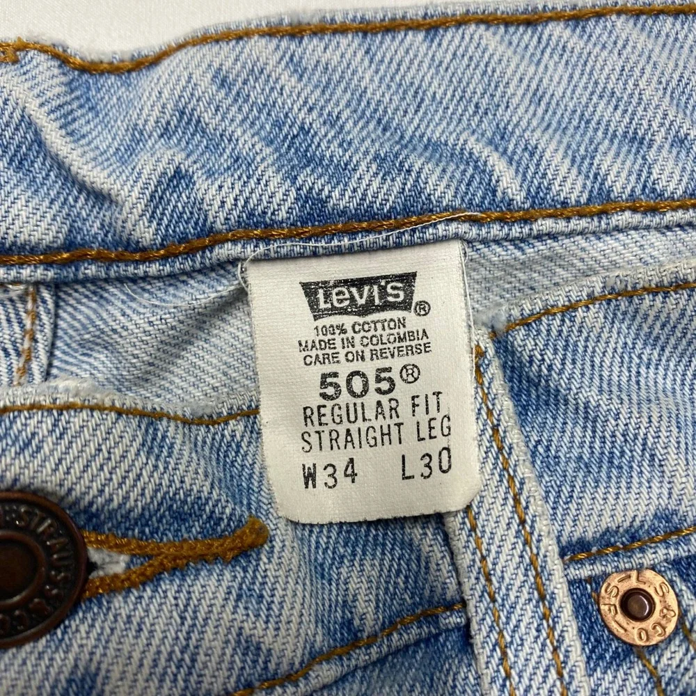 Vintage Levis 505 Orange Tab Jeans Mens 34x30 Light Wash Straight Leg 1996 90s